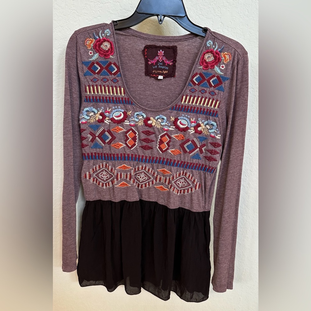 Johnny Was, long sleeve T-shirt, heathered burgundy